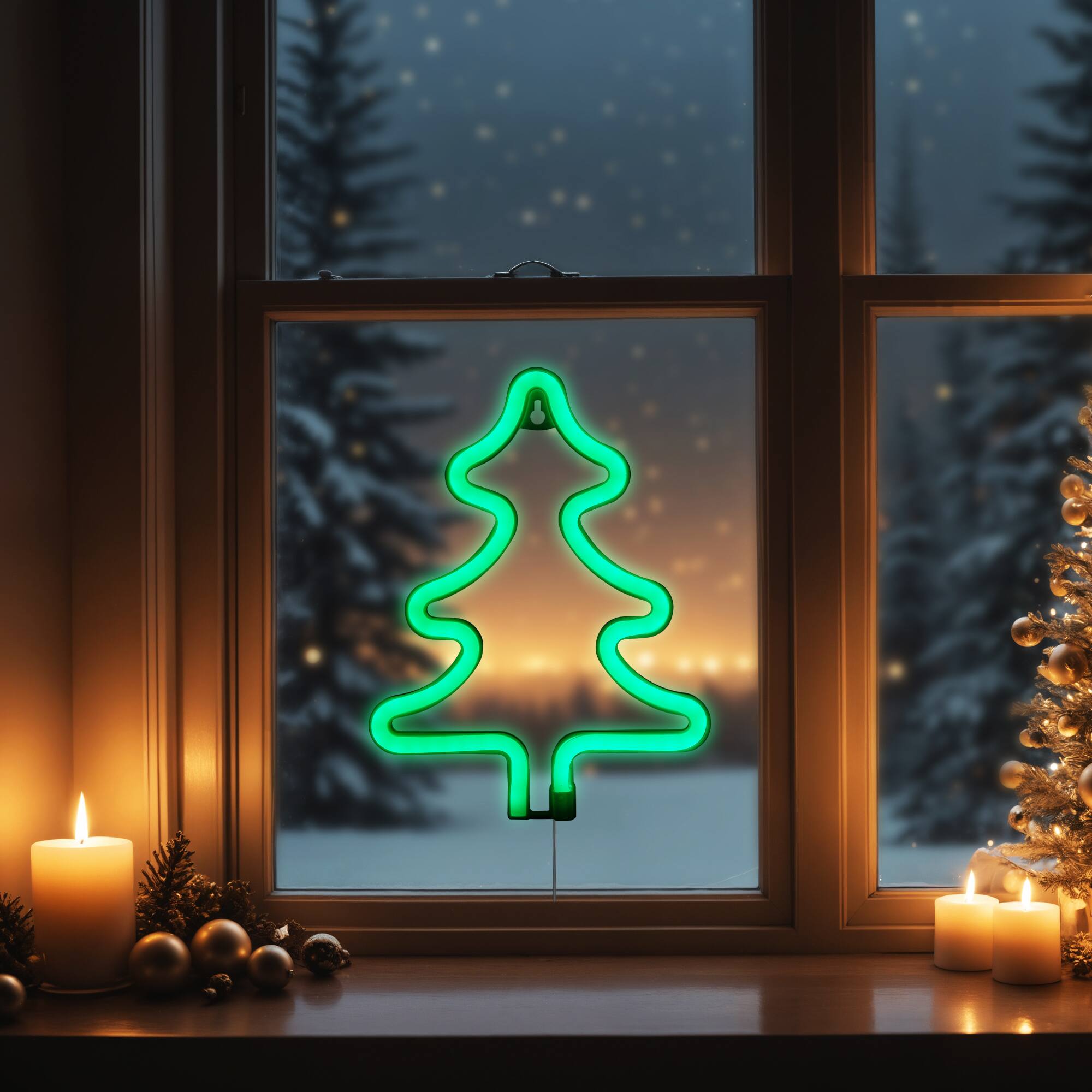 Northlight - LED Christmas Tree Neon Lighted Decoration - 9.5" - Green