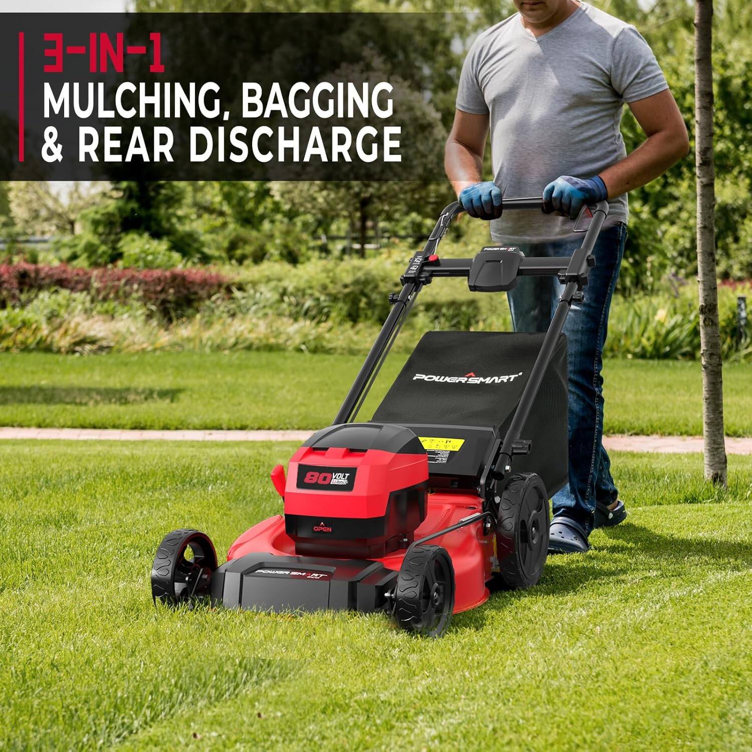 3-IN-1 MULCHING, BAGGING & REAR DISCHARGE  
POWERSMART  
80 VOLT