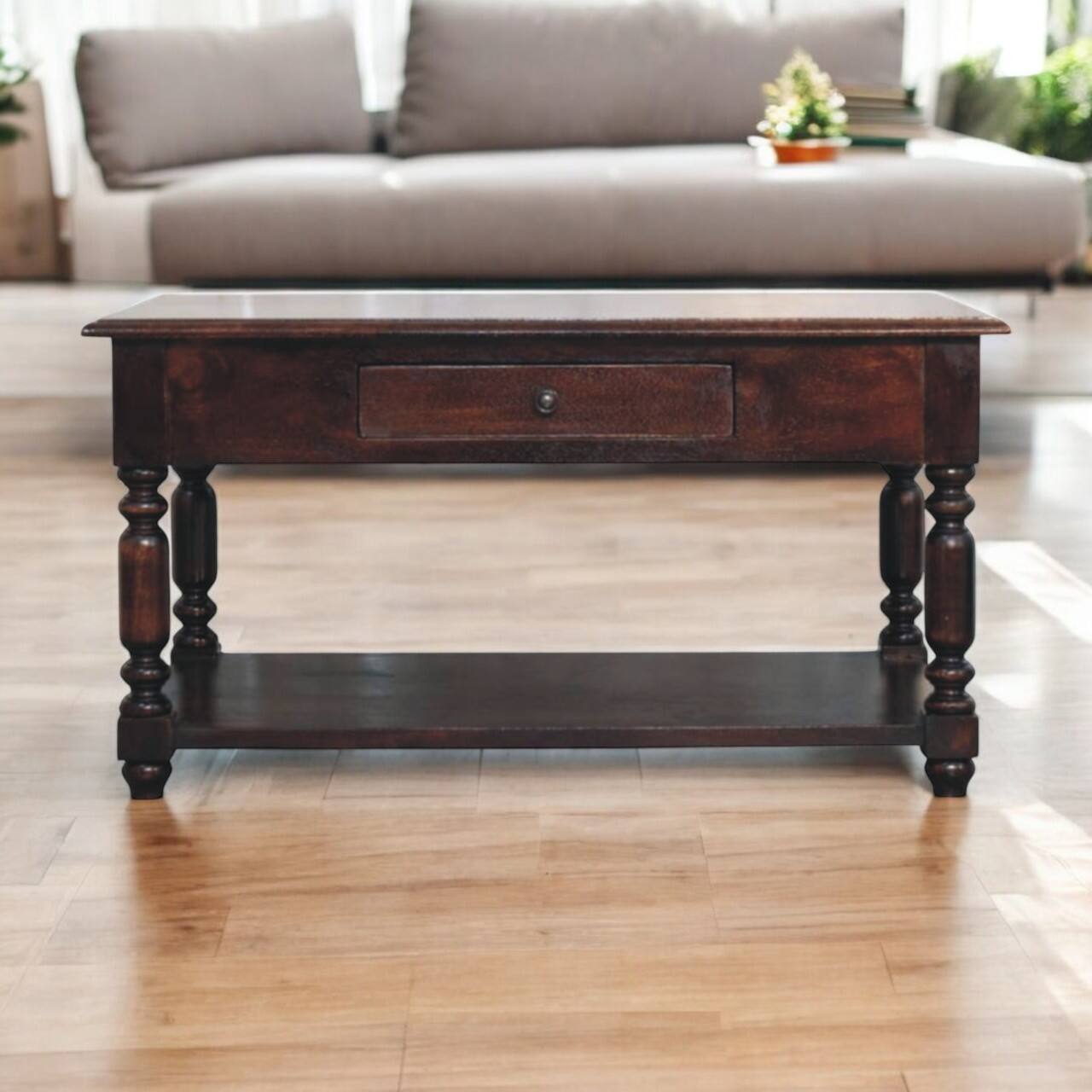 Alt View 7. Artisan Furniture - Turned Legs Cherry Console Table - Brown.