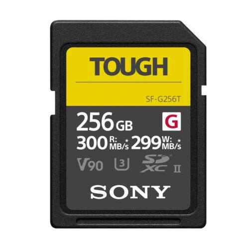 TOUGH  
SF-G256T  
256 GB  
R: 300 MB/s  
W: 299 MB/s  
V90  
XC II  
SD  
SONY