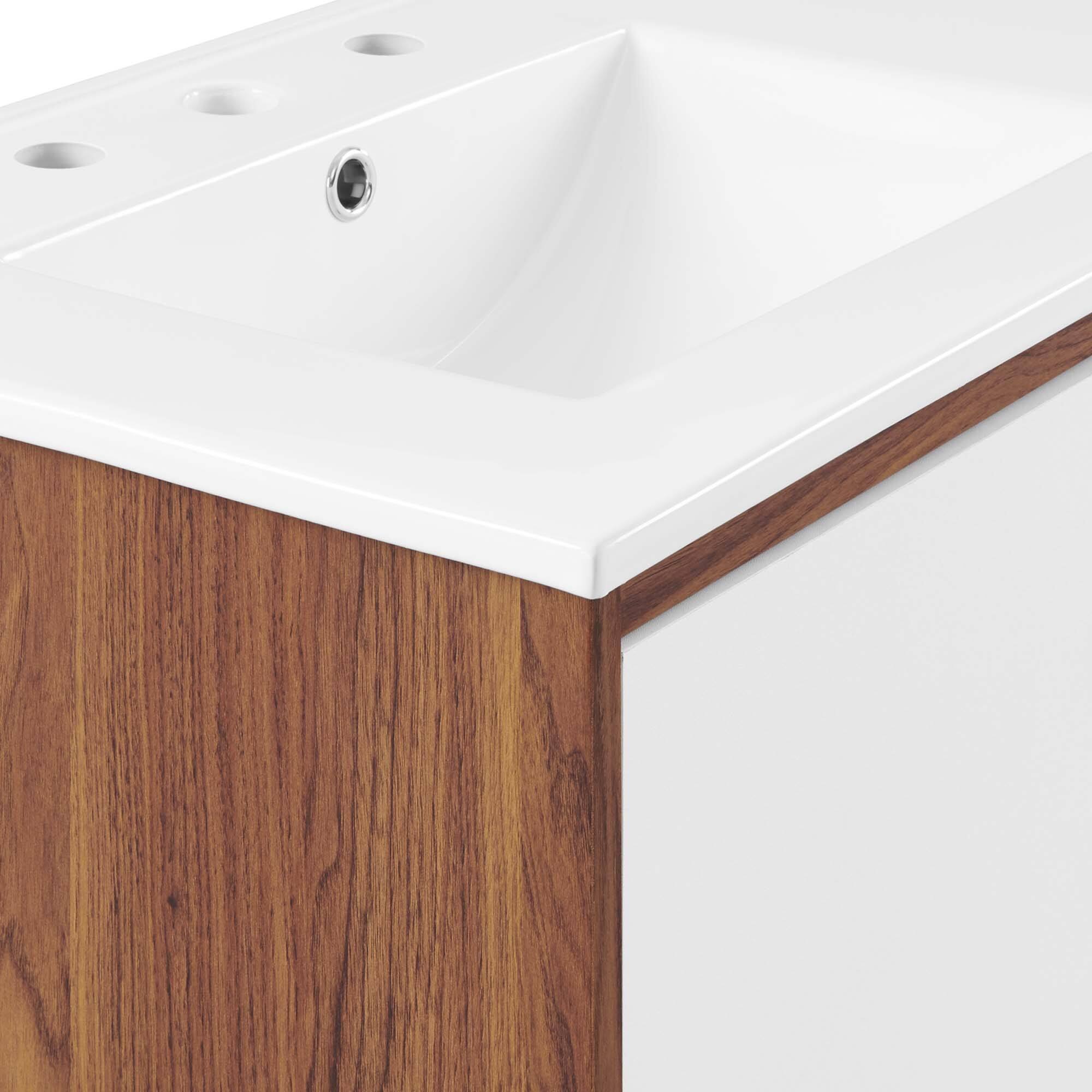 Alt View 6. Modway - Transmit Bathroom Vanity Basin Included - Walnut White.