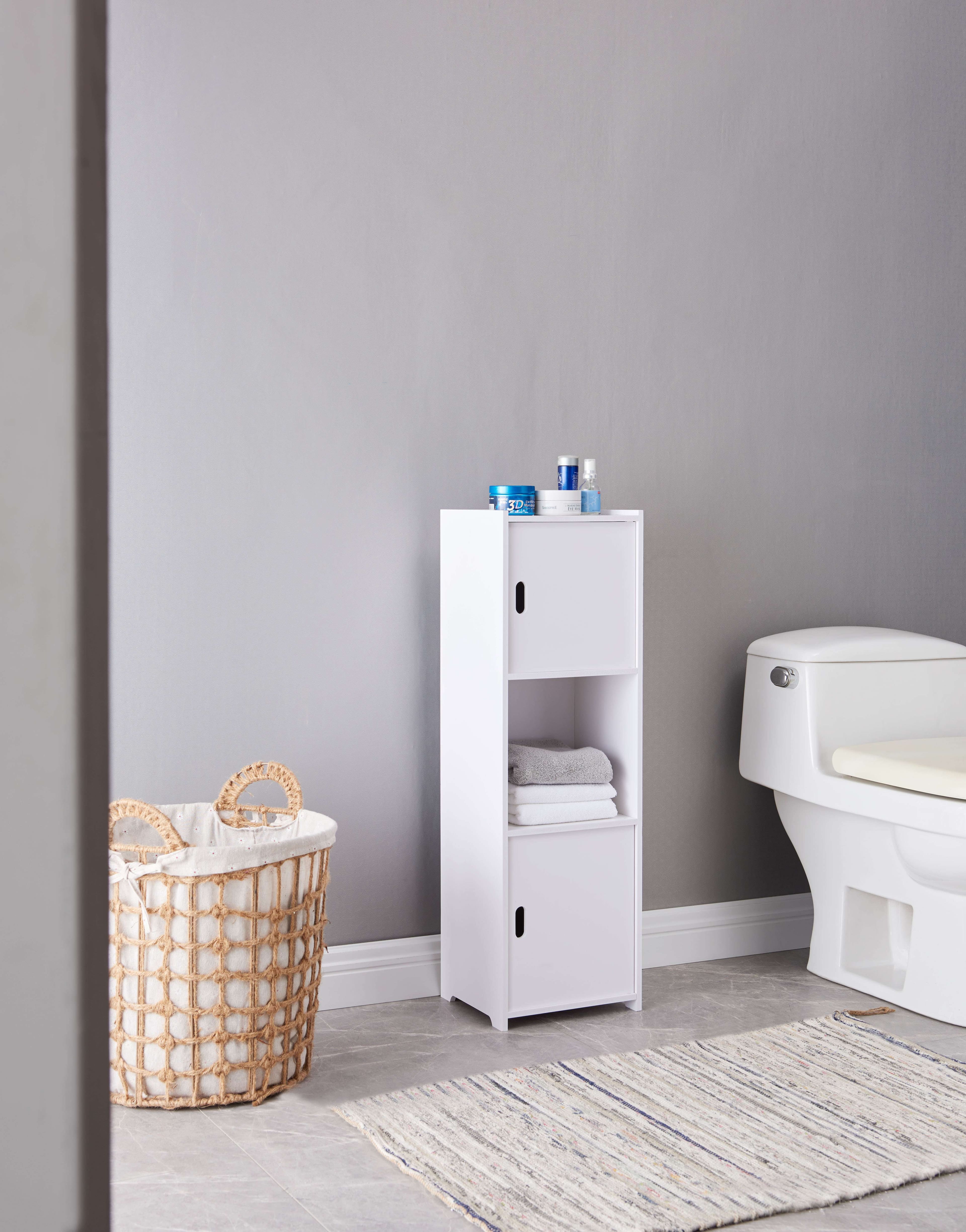 Kings Brand Furniture - Freestanding Bathroom Storage Cabinet with Doors and Open Shelf - White