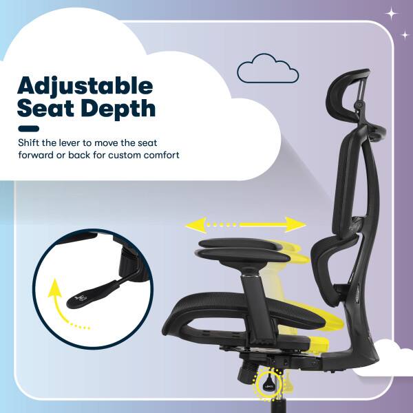 Adjustable Seat Depth  
Shift the lever to move the seat forward or back for custom comfort