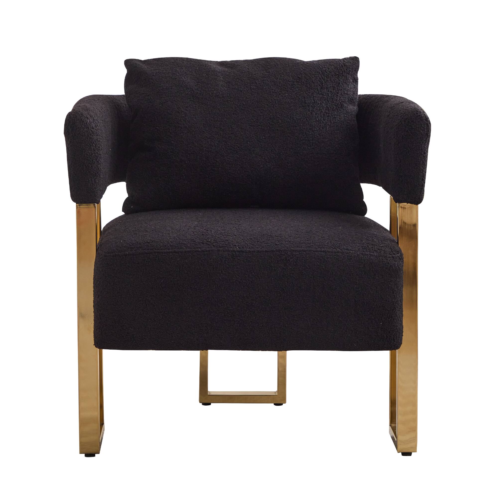 Alt View 5. APRILSOUL - Modern decorative chair with gold metal legs  suitable for dressing area reception room office - Black.