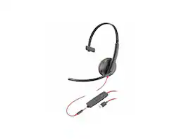 HP - Poly Blackwire 3215 USB-C Headset w/ 3.5mm & Adapters - Teams Certified - Red