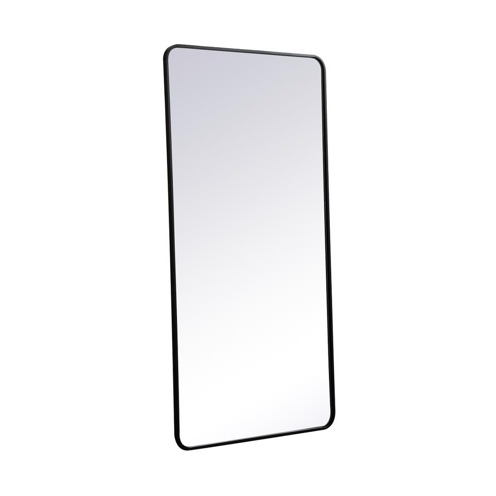 Left. Elegant Decor - Soft corner metal rectangular mirror 30x60 inch in Black - Black.