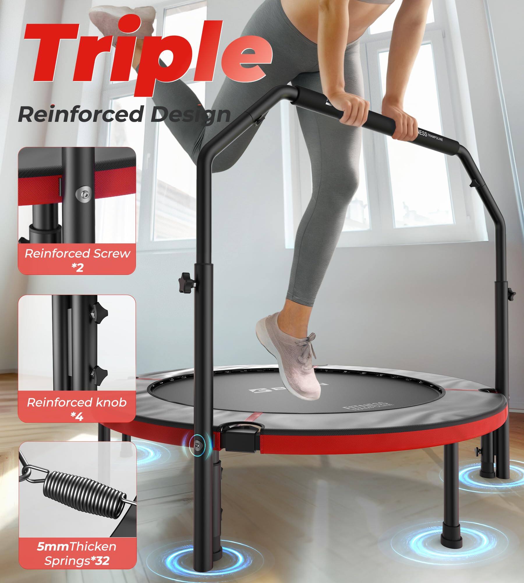 Triple Reinforced Design  
- Reinforced Screw *2  
- Reinforced Knob *4  
- 5mm Thickened Springs *32