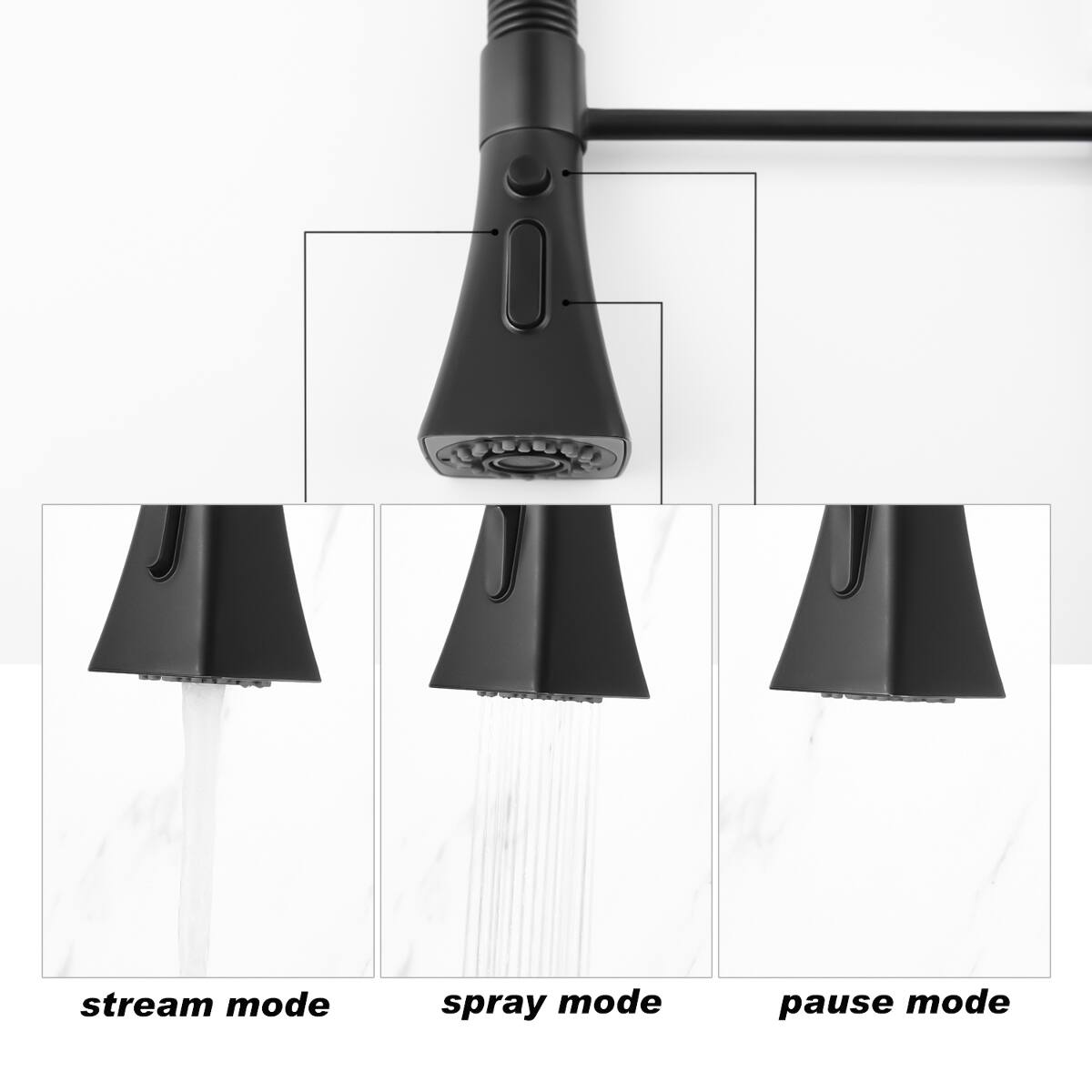 stream mode  
spray mode  
pause mode