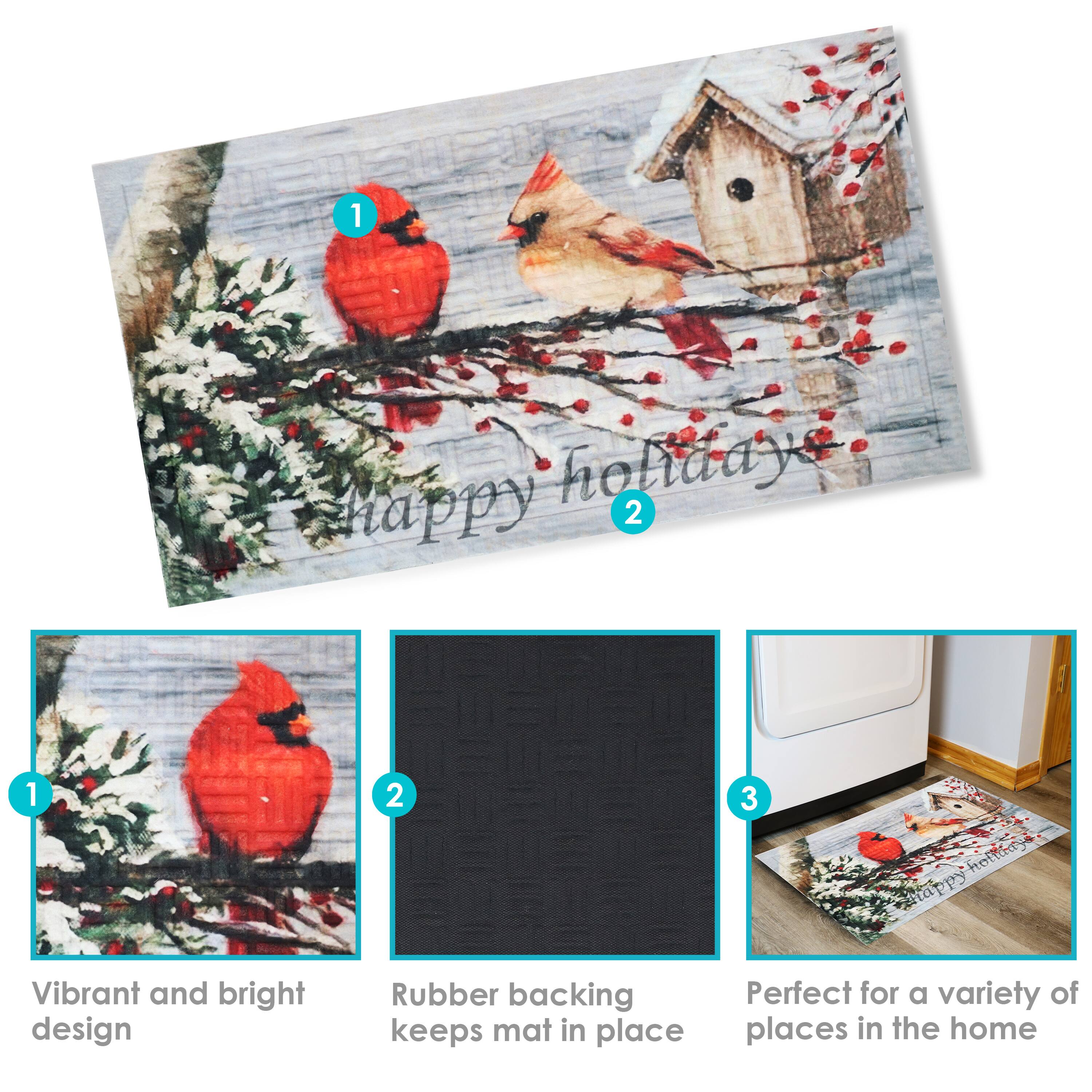 1. Happy Holidays

2. Vibrant and bright design

3. Rubber backing keeps mat in place

4. Perfect for a variety of places in the home