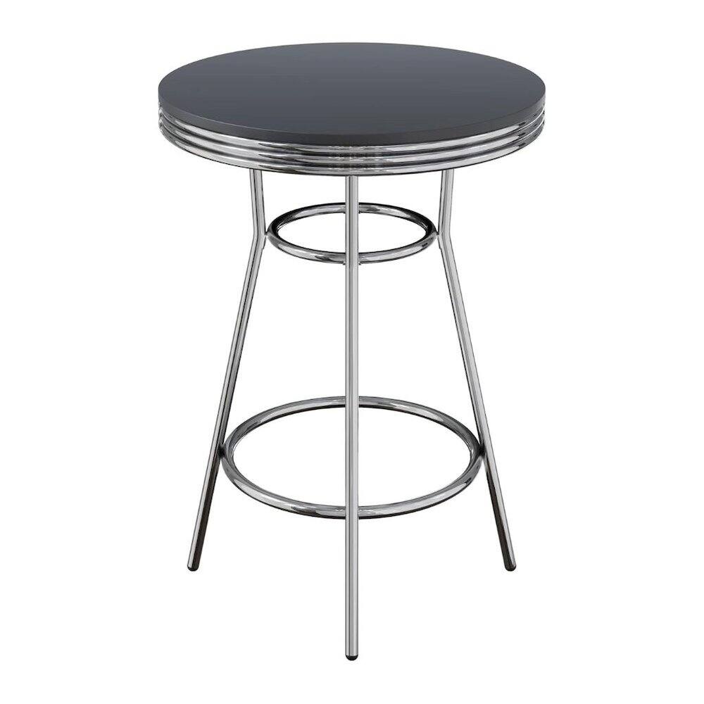 Alt View 1. FurniFact - Metal Bar Table And Stools Set With Swivel Chairs - Black / Metal.