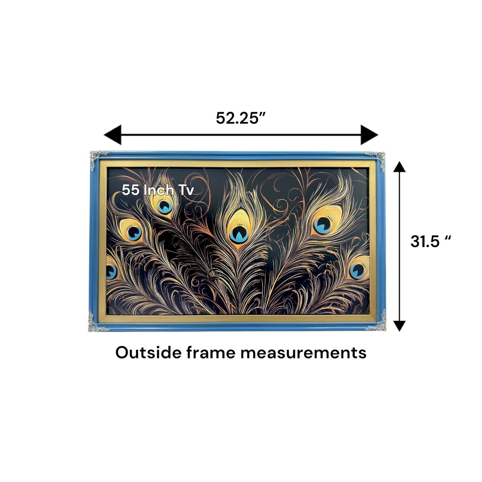 52.25" x 31.5" Outside frame measurements for a 55 Inch TV