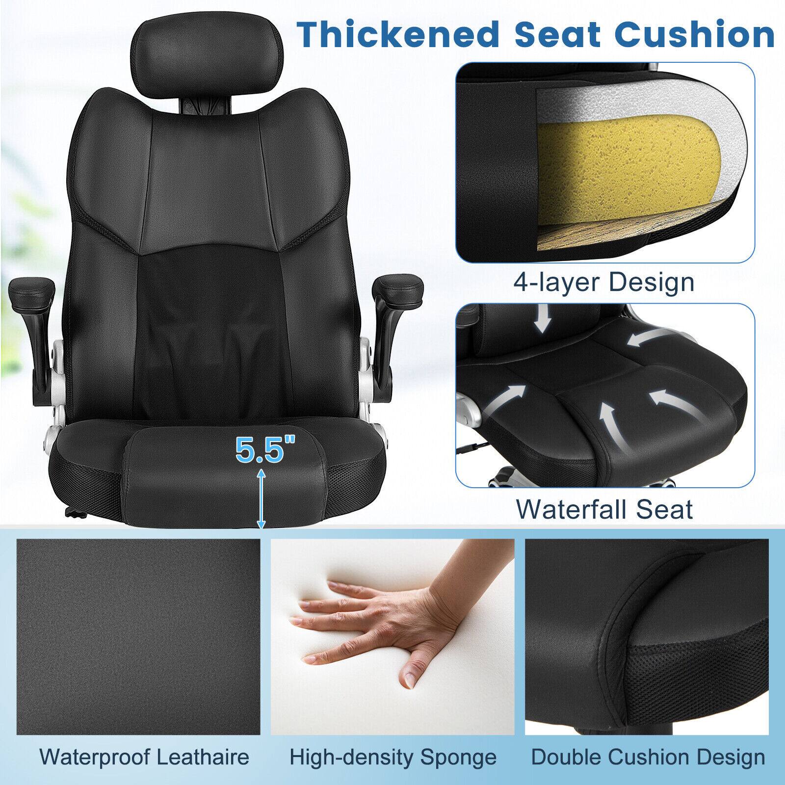 Thickened Seat Cushion 4-layer Design 5.5" Waterfall Seat Waterproof Leathaire High-density Sponge Double Cushion Design
