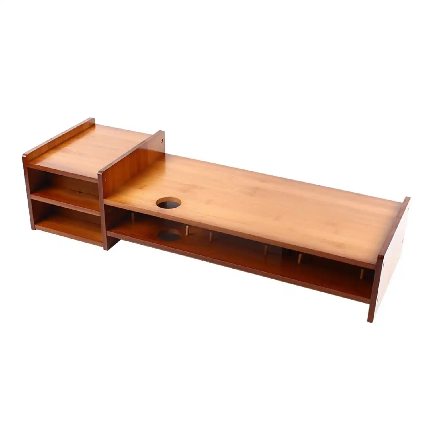Angle. Stock Preferred - Bamboo Monitor Stand Riser with Storage Drawer - Brown.