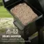 The text on the image reads: "28lbs hopper. Extended cooking time, less refilling. Larger pellet capacity for uninterrupted grilling."