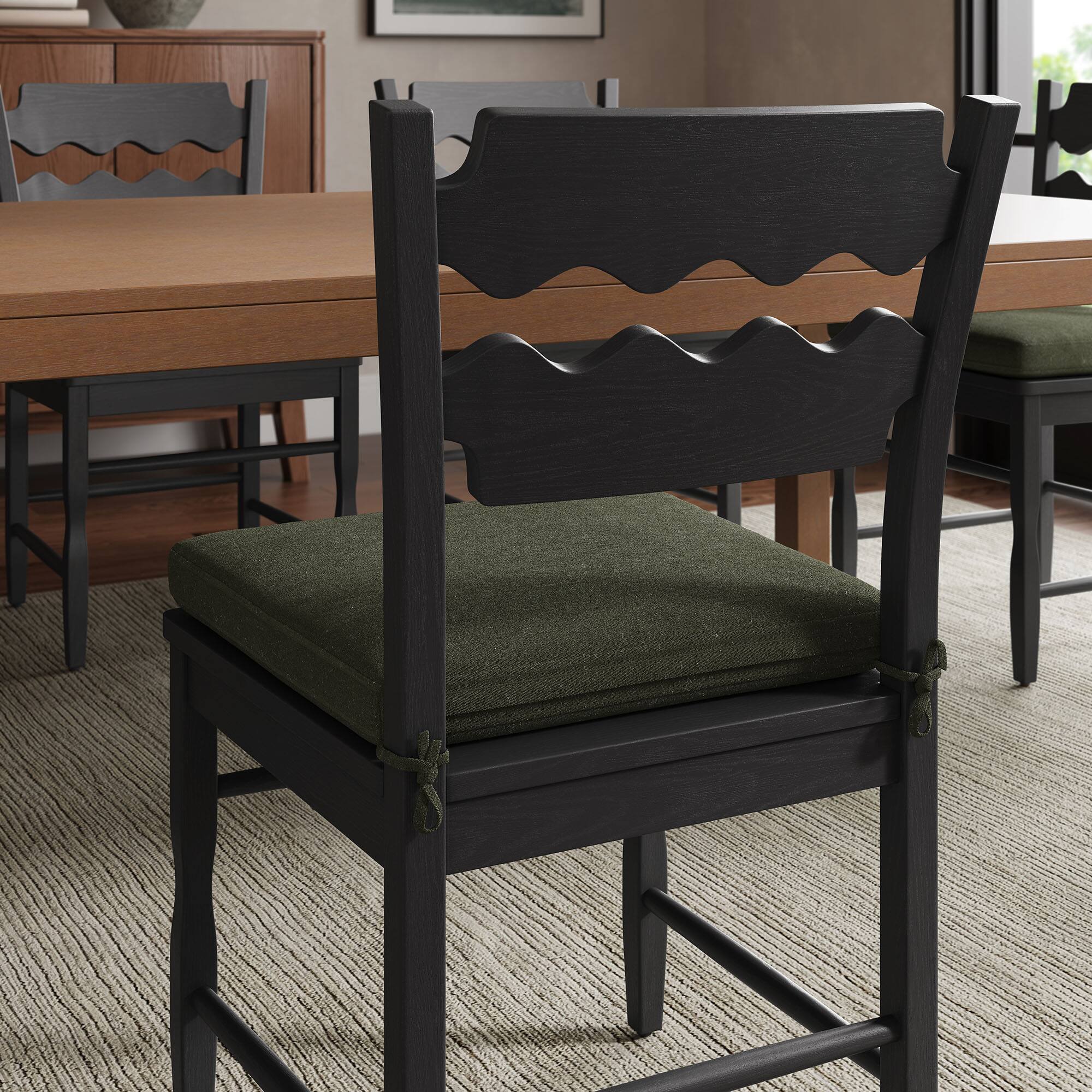 Alt View 1. Modway - Jax Oak Wood Dining Chair With Wavy Razor Back and Cushion by Modway - Black Sage.