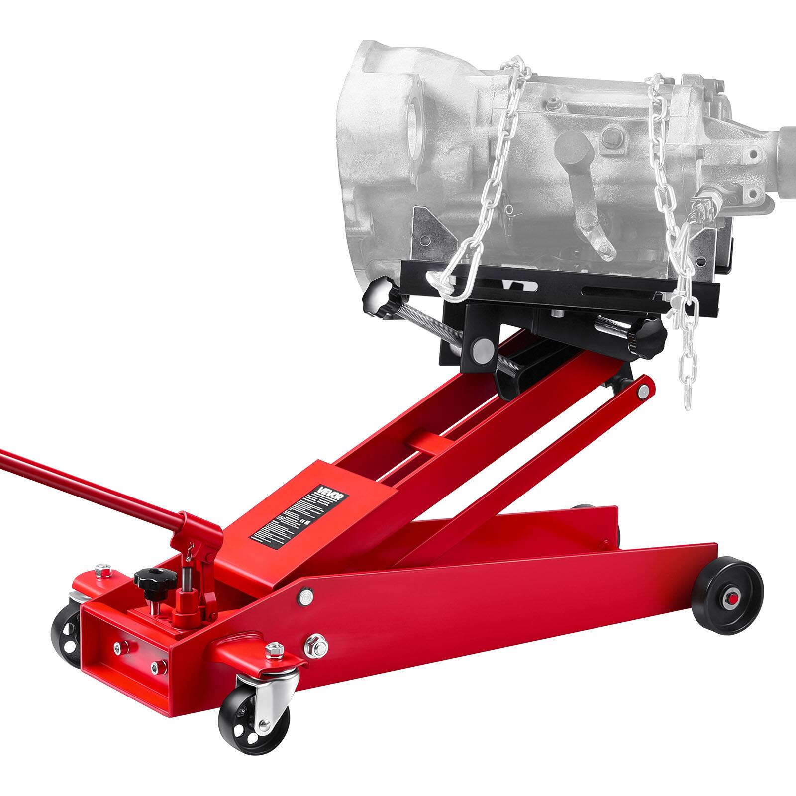 Alt View 5. VEVOR - Low Profile Floor Jack, 1000 lbs / 0.45 Ton Lifting Capacity Telescoping Transmission Floor Jack, 6.3-25.2 in Lifting - Black;Red.