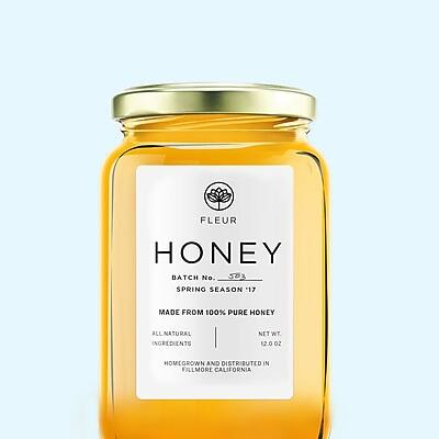 FLEUR HONEY  
BATCH No. 503  
SPRING SEASON '17  

MADE FROM 100% PURE HONEY  
ALL NATURAL INGREDIENTS  
NET WT. 12.0 oz  

HOMEGROWN AND DISTRIBUTED IN  
FILLMORE, CALIFORNIA