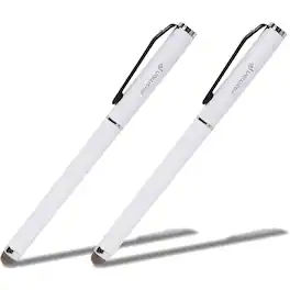 Fosmon - 2x Universal Stylus Pen for iPad iPhone Tablet Stylus Pens for Touchscreen, Black Ink Ballpoint Pen Cap Stylus Tip - White