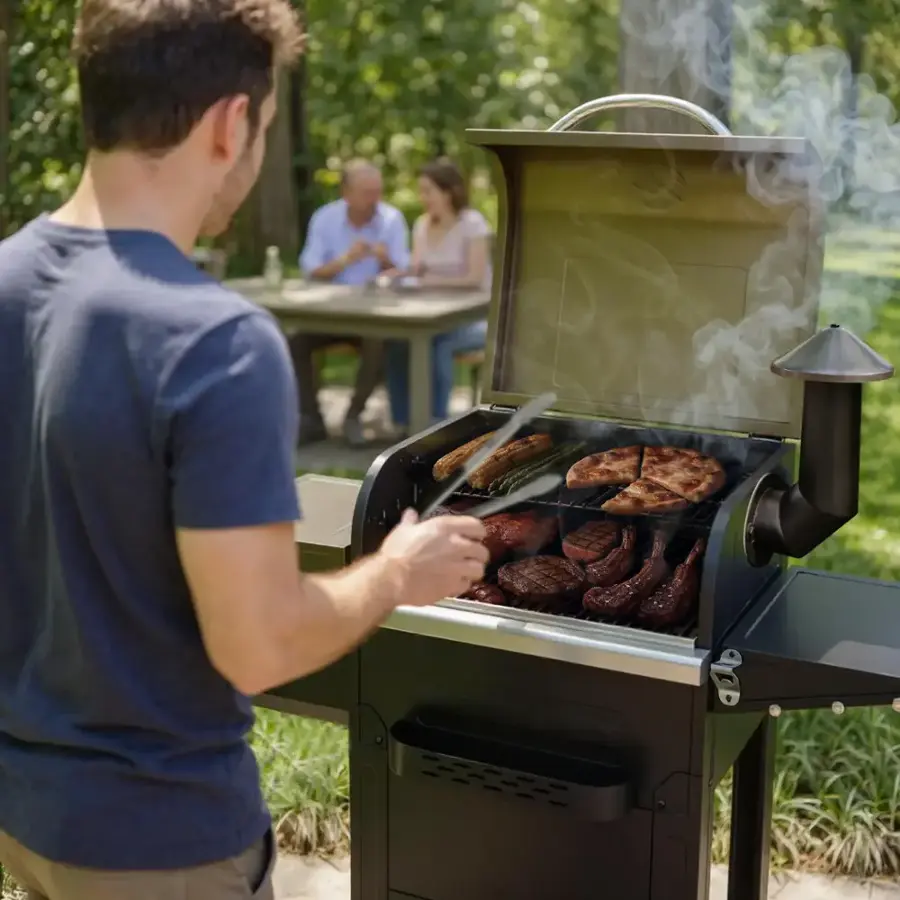 Alt View 10. Z GRILLS - Flame Expert 572 sq. in. Pellet Grill and Smoker with Direct Flame Searing - Bronze.