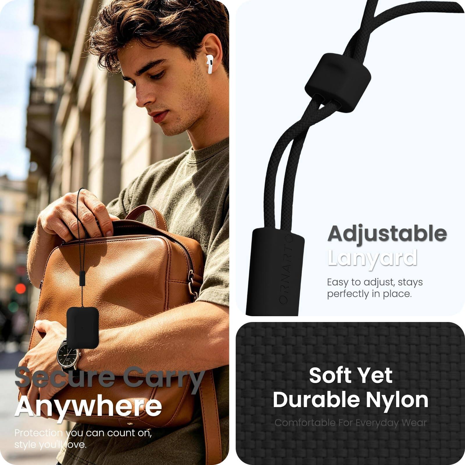 Adjustable Lanyard  
Easy to adjust, stays perfectly in place.  

Secure Carry Anywhere  
Protection you can count on, style you'll love.  

Soft Yet Durable Nylon  
Comfortable For Everyday Wear