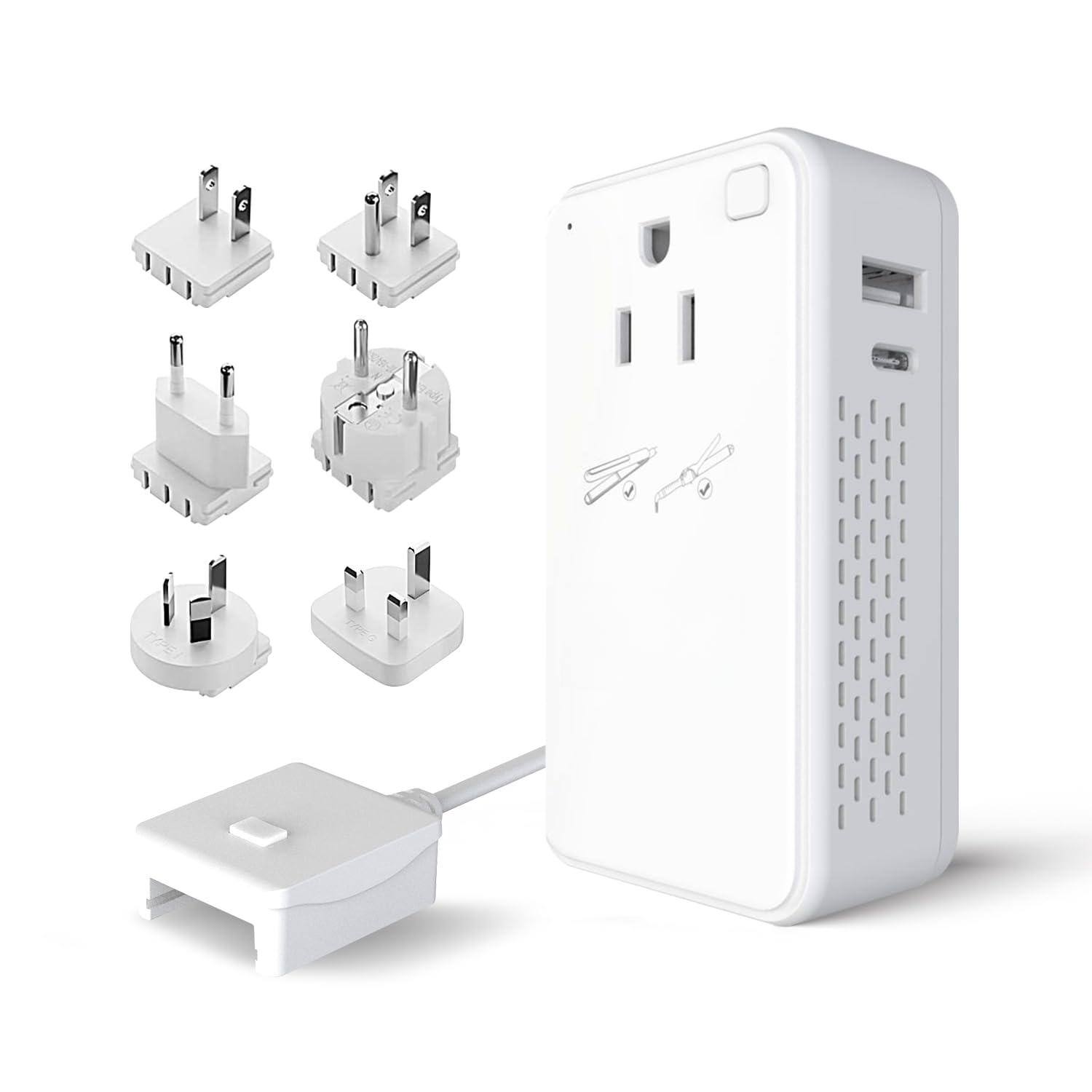 Front. Live At Space - 2000w Travel Converter For Hair Dryer & 200w Convert 220v To 110v Curling Iron Straightener Chargers - 200W World Set (6 SWadAPt Plugs).