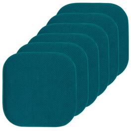 Sweet Home Collection - Honeycomb Memory Foam No Slip Back 16" x 16" Chair Pad Cushion, 6-Pack - Peacock Blue