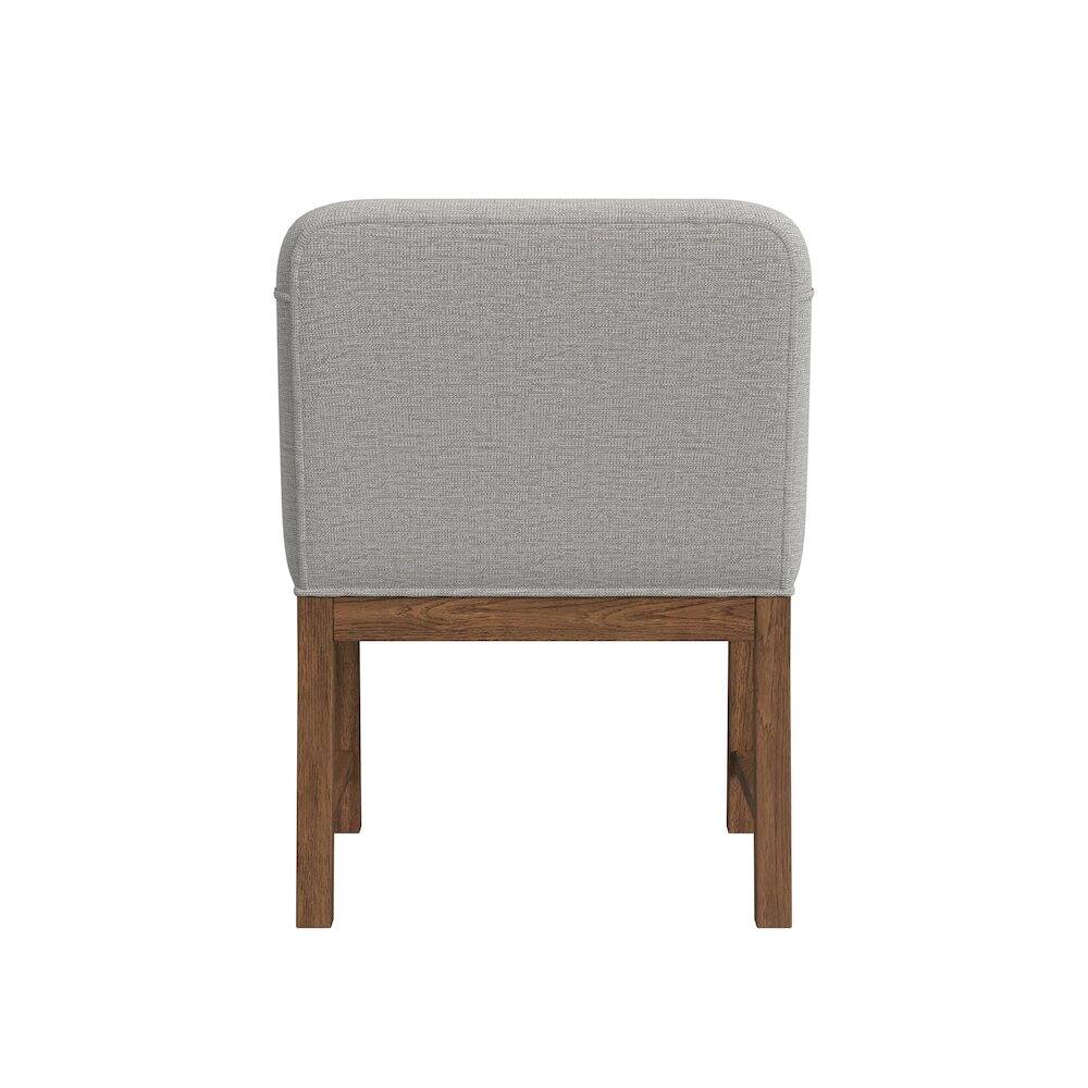 Angle. Picket House Furnishings - Thorin UPH Dining Chair with Light Grey Fabric in Brown - Brown.