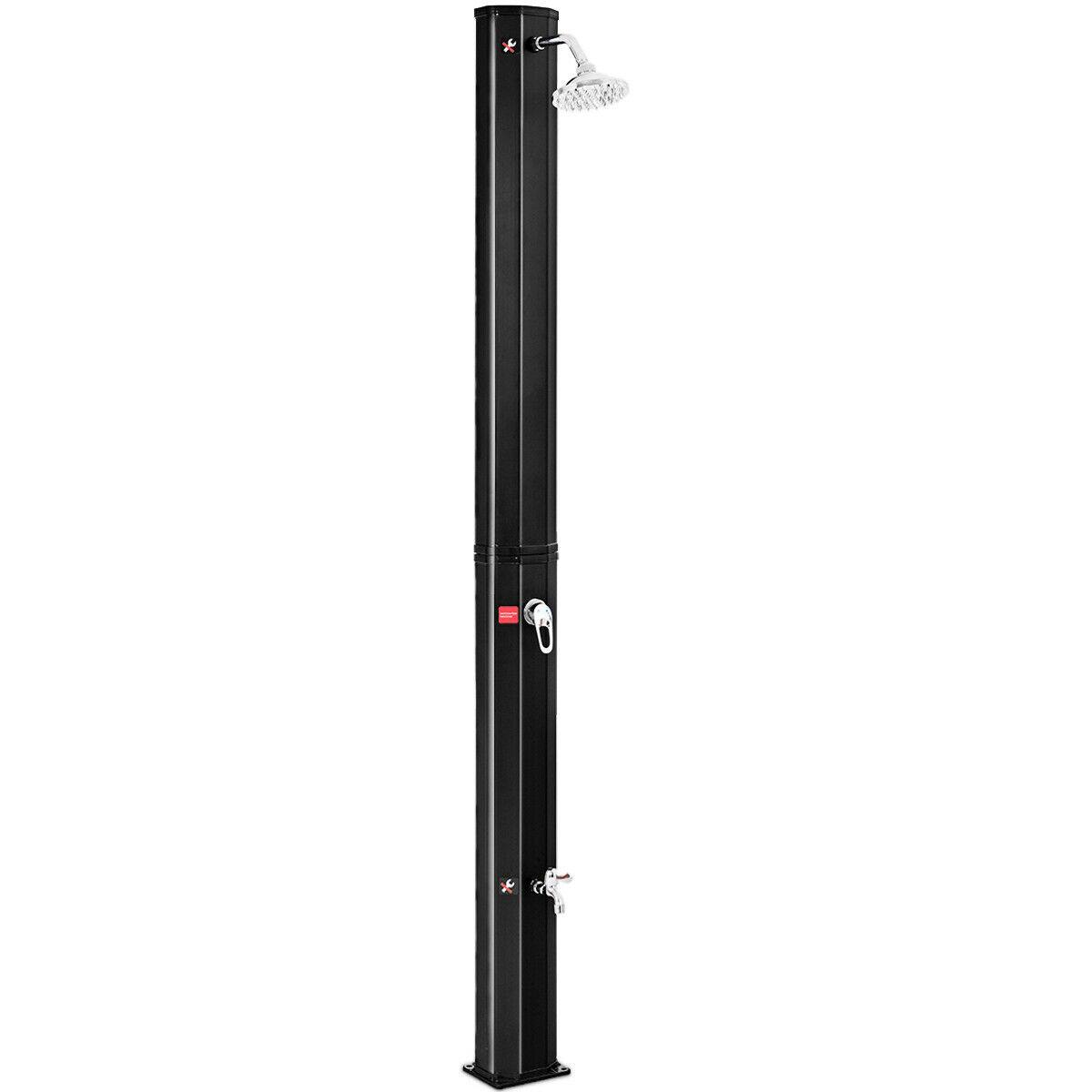 Front. Costway - Costway 9.3 Gallon Outdoor Solar Heating Shower 7.2Ft Adjustable Shower Head W/Base - Black.