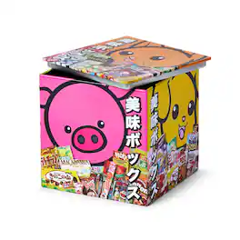 Toynk - Dagashi Anime Otaku Japanese Snacks 4 x 4 Inch Tin Storage Box - Multi-Colored