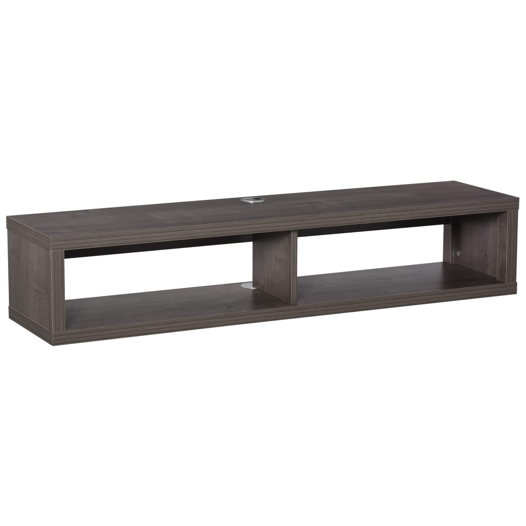 Homcom - Wall Mounted TV Stand, Media Console Floating Storage Shelf for Living Room or Home Office - Dark Grey Wood Grain