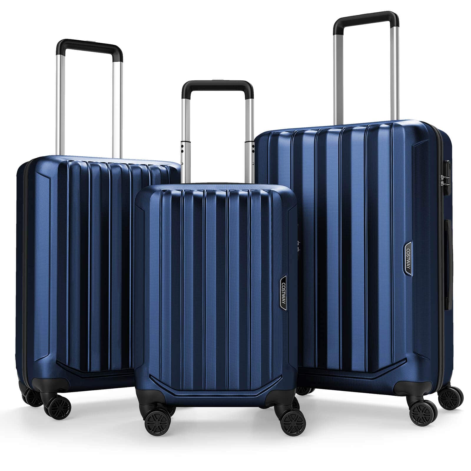 MAGIC CARRY 外装部品 ブラック/ブルー Costway 3 PCS Hardside Luggage Set (20/24/28 Inch) with 8 Spinner