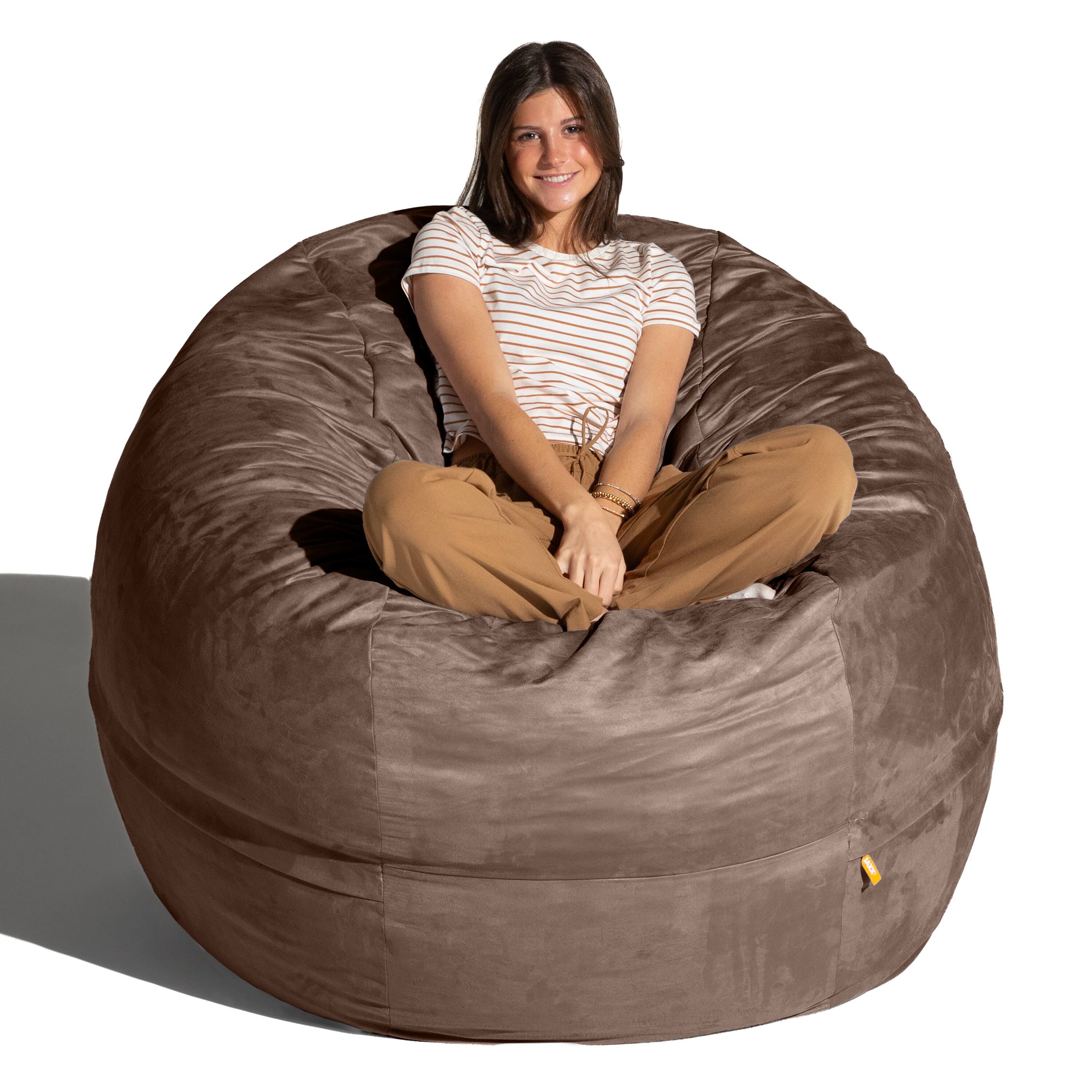 Back. Jaxx - Jaxx Saxx 5 Foot Large Bean Bag w/ Removable Cover, Chocolate - Chocolate.