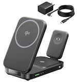 INIU - Magnetic 3-IN-1 Wireless Charger, Qi2 15W Foldable MagSafe Compatible Charging Station, for iPhone/Apple Watch/AirPods - Black