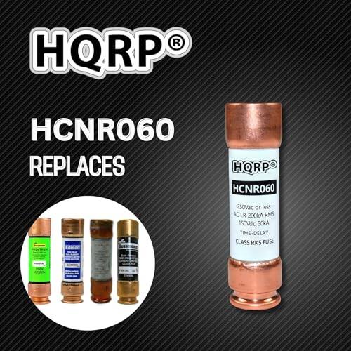 HQRP HCNR060 REPLACES HQRPO HCNR060  
Edison Bussa  
250Vac or less AC  
LR 200kA RMS  
150Vdc S0KA  
TIME-DELAY  
CLASS RK5 FUSE