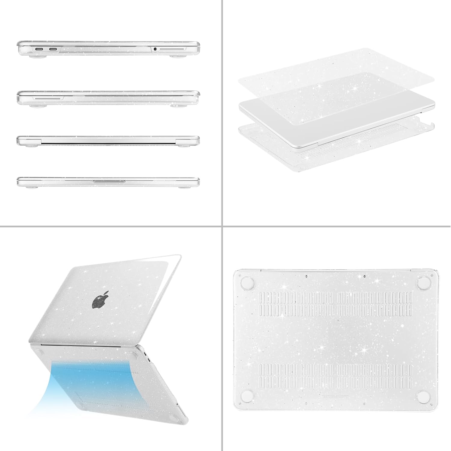 Alt View 1. mosiso - Sparkly Glitter Case for MacBook Neo 13 inch A3404 with A18 Pro Chip (2026), Ultra-Thin Crack & Scratch Resistant Cover - Clear.