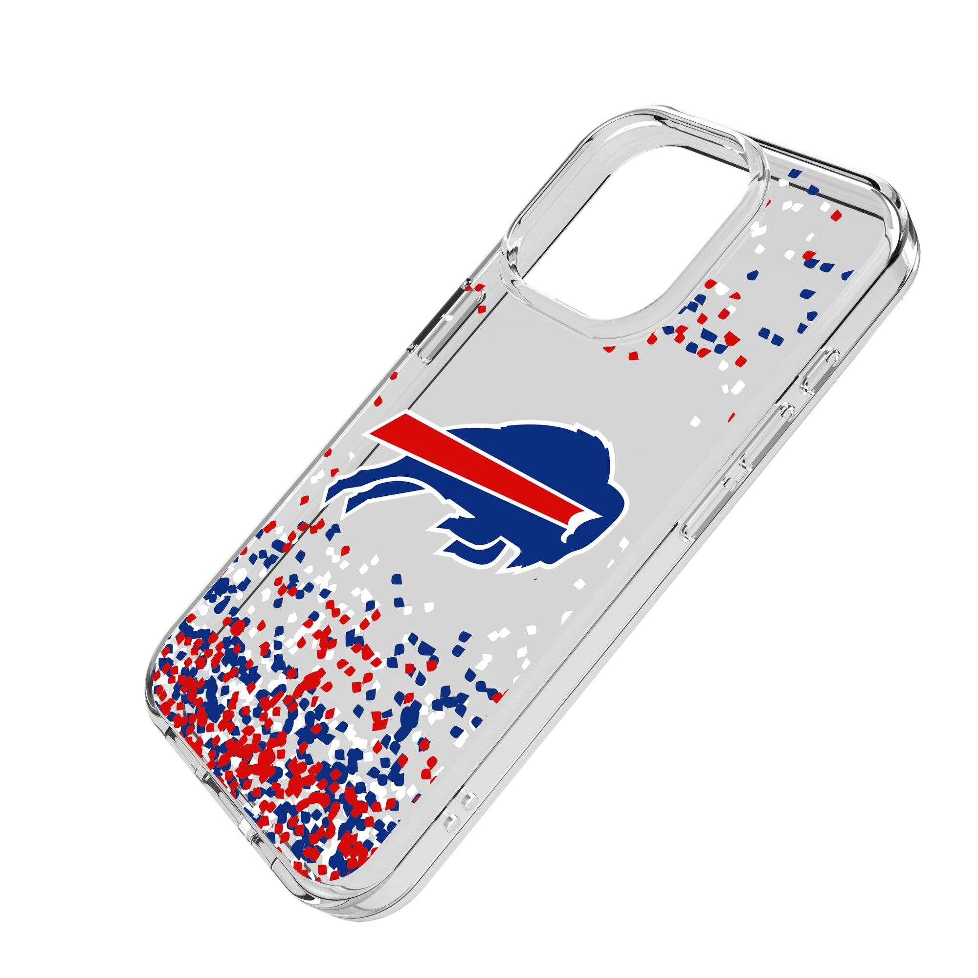Alt View 1. Keyscaper - Buffalo Bills iPhone Clear Case with Confetti Design - 15 Pro - Multicolor.