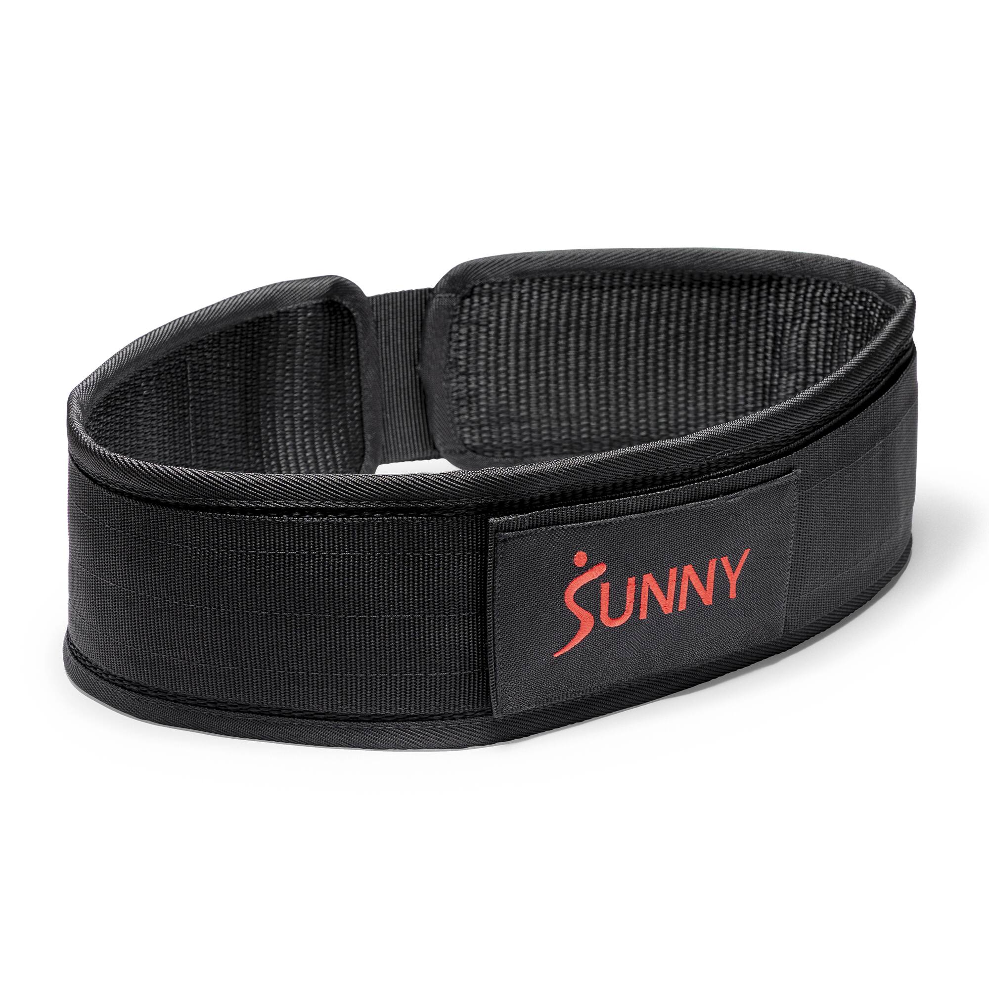 Left. Sunny Health & Fitness - Heavy-Duty 4" Nylon Weightlifting Belt with Back Support & Adjustable Fit for Strength Training - X-Large - Black.