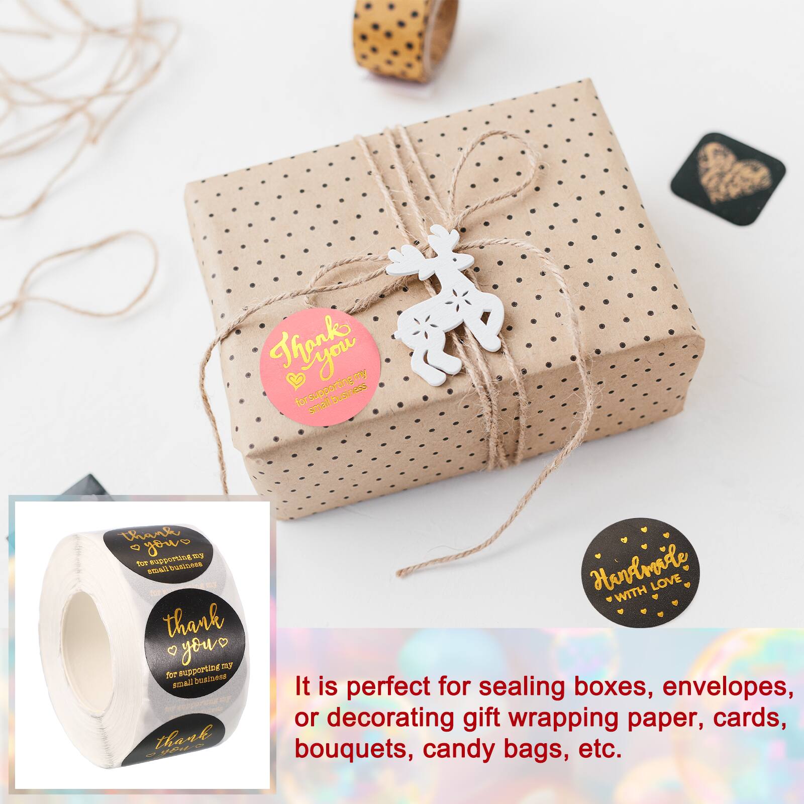 Thanks you my ting ess for supporting my small business thank you! My for supporting my business RmAll thank you! - Handmade WITH LOVE

It is perfect for sealing boxes, envelopes, or decorating gift wrapping paper, cards, bouquets, candy bags, etc.