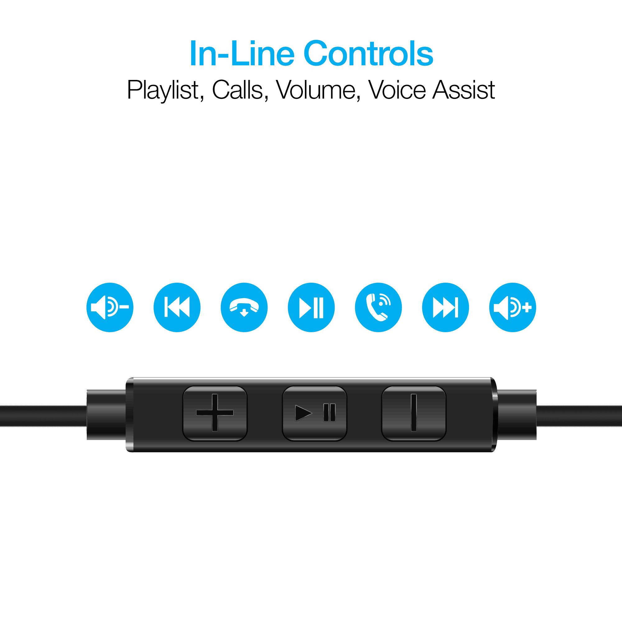 In-Line Controls  
Playlist, Calls, Volume, Voice Assist
