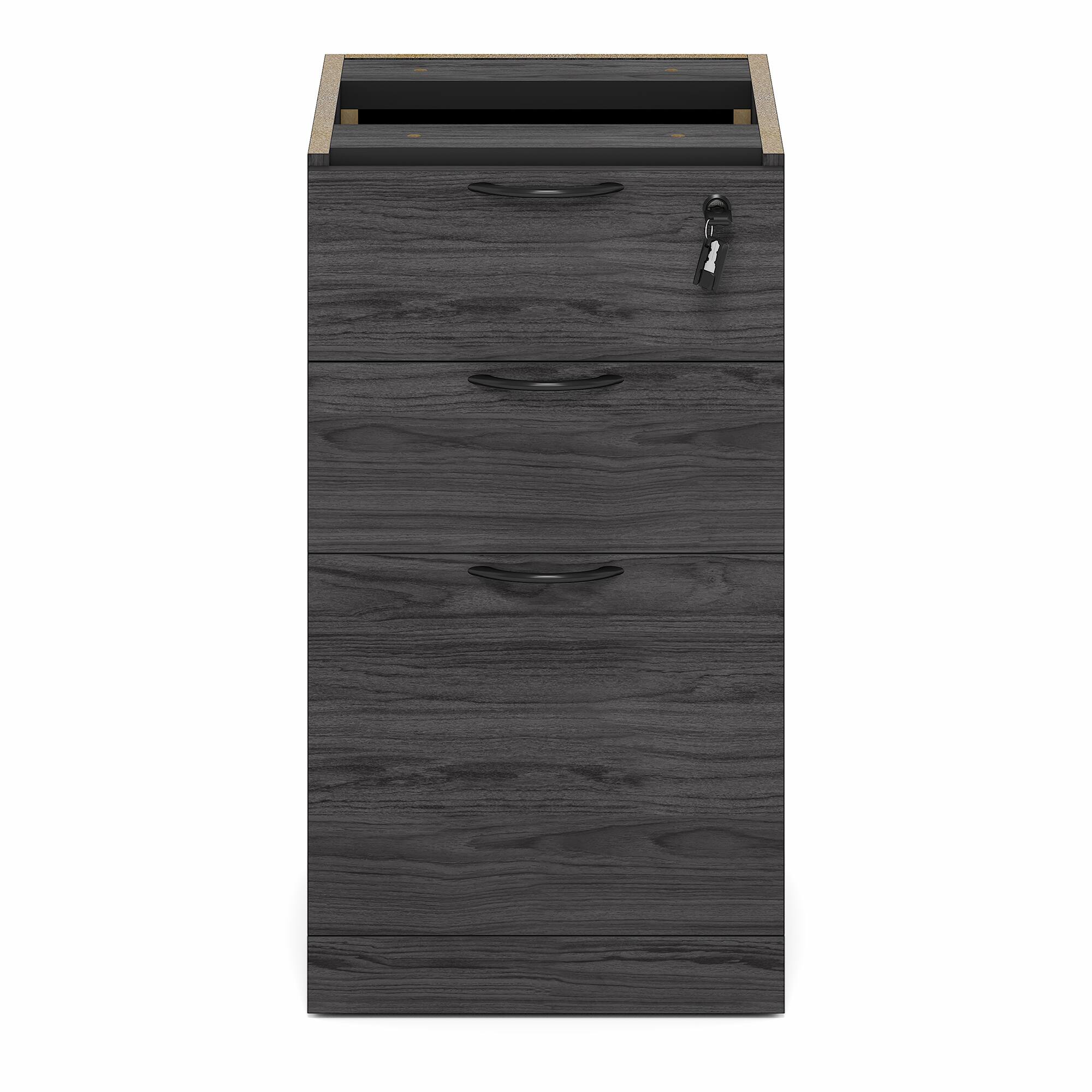 Alt View 7. Furinno - ROGER File Cabinet, 3-Drawer Pedestal Filing Cabinet with Lock and Drawer Organizer, for Home Office - Coastal Grey.