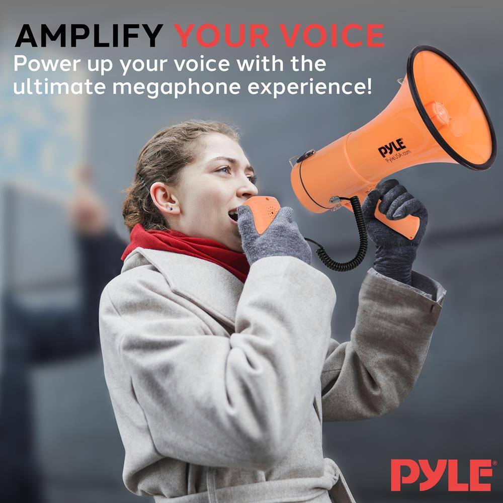 AMPLIFY YOUR VOICE  
Power up your voice with the ultimate megaphone experience!  

PYLE  
PYLEUSA.com  

PYLE