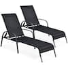Front. Costway - Costway Set of 2 Patio Lounge Chairs Sling Chaise Lounge Recliner Adjustable - Black.