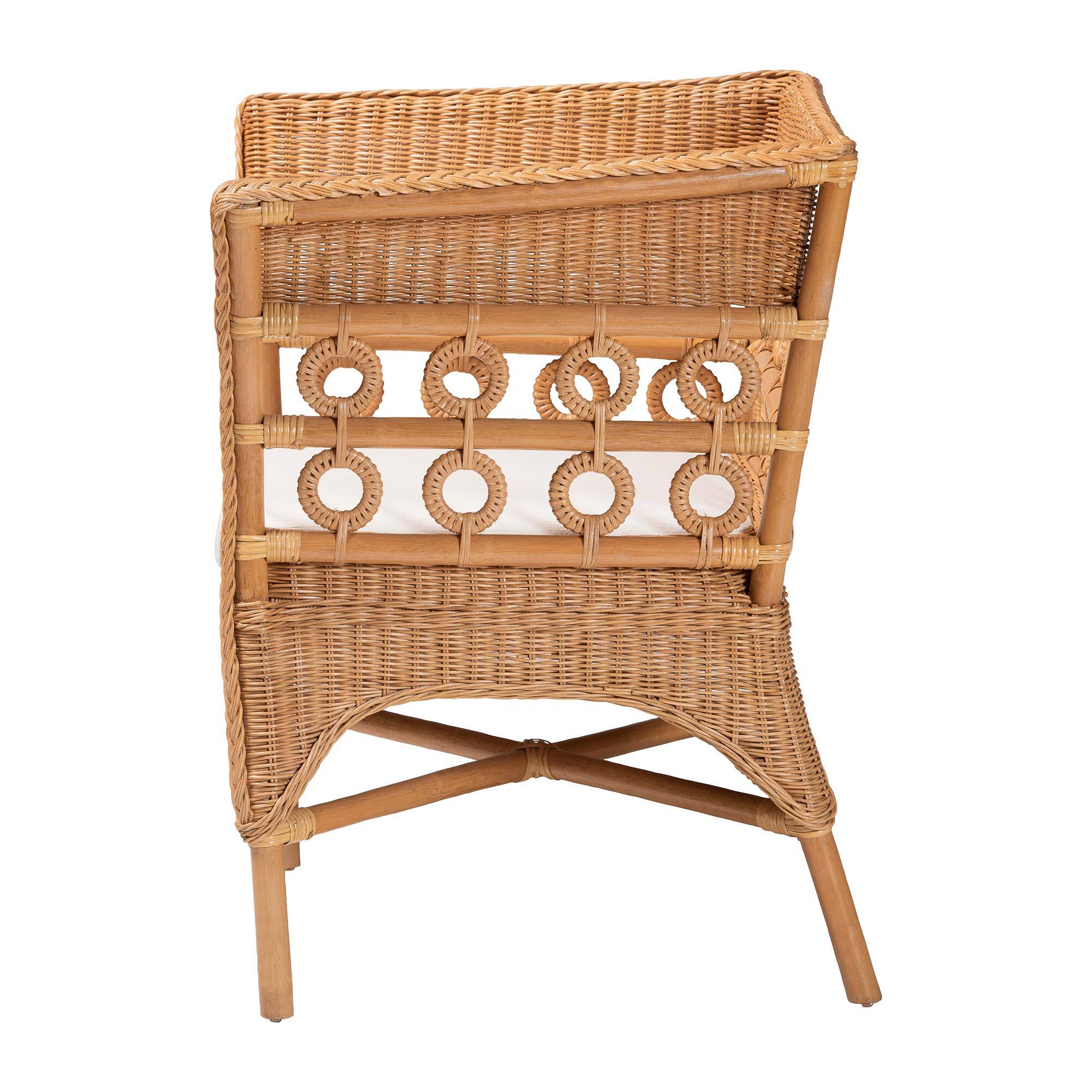 Left. bali & pari - Oxford Bohemian Rattan Arm Chair - Light Honey.