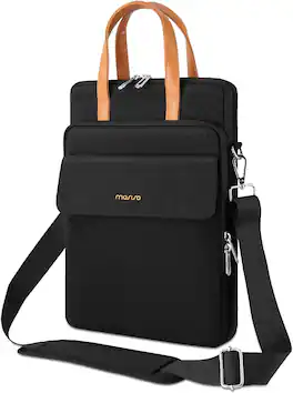 mosiso - 360 Protective Laptop Bag for Men, 13-14 Inch Vertical Laptop Shoulder Bag with Belt for MacBook Neo 13/Air Pro 13 14 - Black