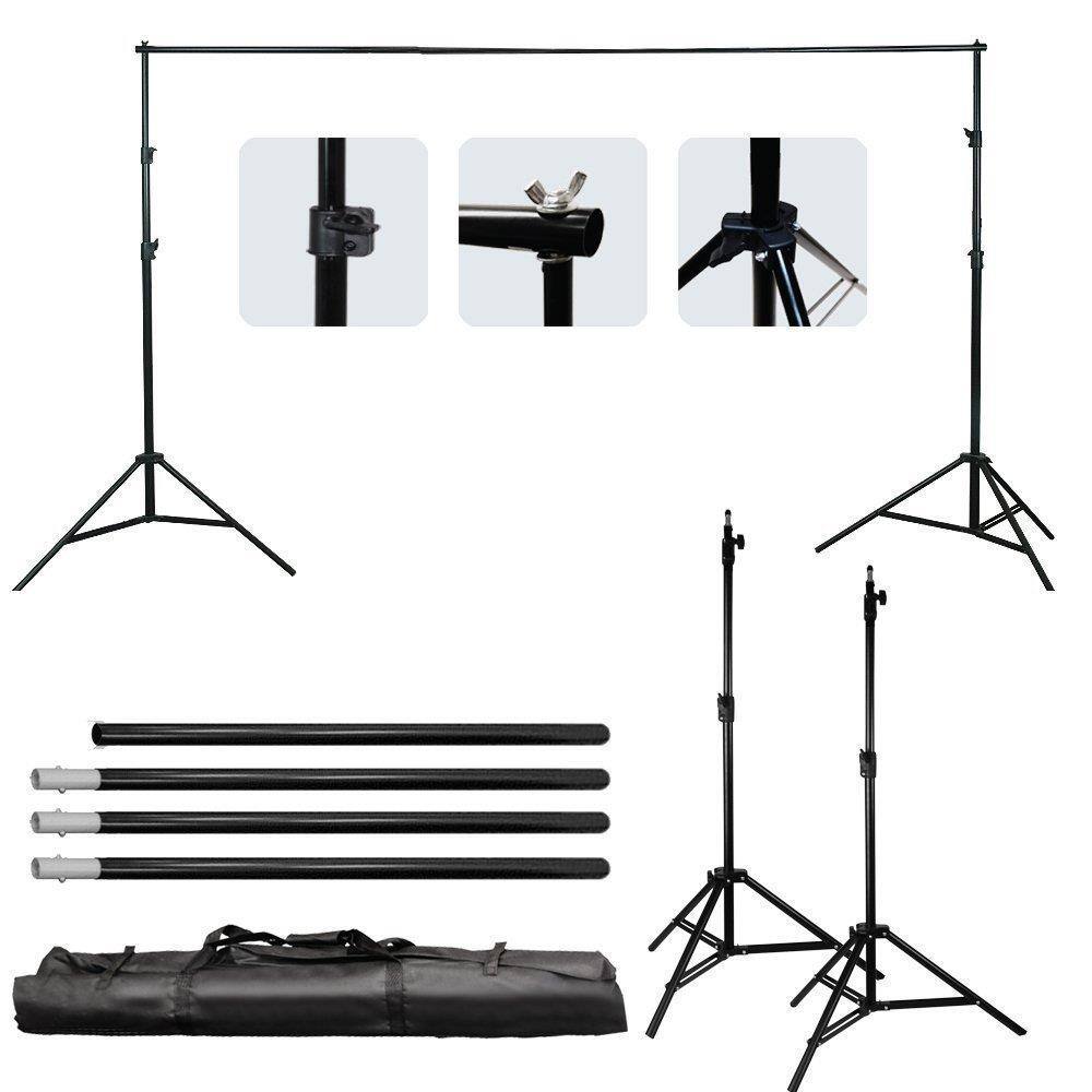 Front. Winado - 86" Photo Video Studio Backdrop Support System Kit Support Stands 2m Height - Black.