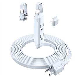 Maximm - Extension Cord 12 ft 3-Outlet 16 Gauge Wire Power Cord with Removable-Hook System - UL Certified - White