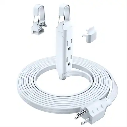 Front. Maximm - Extension Cord 12 ft 3-Outlet 16 Gauge Wire Power Cord with Removable-Hook System - UL Certified - White.