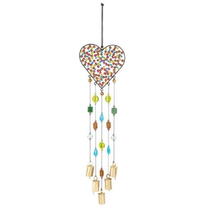 Front. Ganz - Ganz Beaded Heart Metal Wind Chime Outdoor Garden Windchime 30 Inch Multicolor.