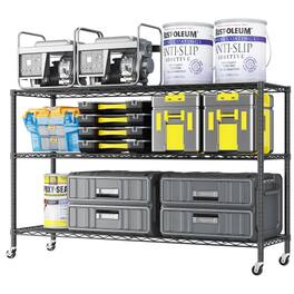 Winado - 4-Tier 46"L x 18"W x 41"H Storage Shelves Organizer Heavy Duty Garage Rack Shelving Heavy Duty with Wheels Industrail - Black