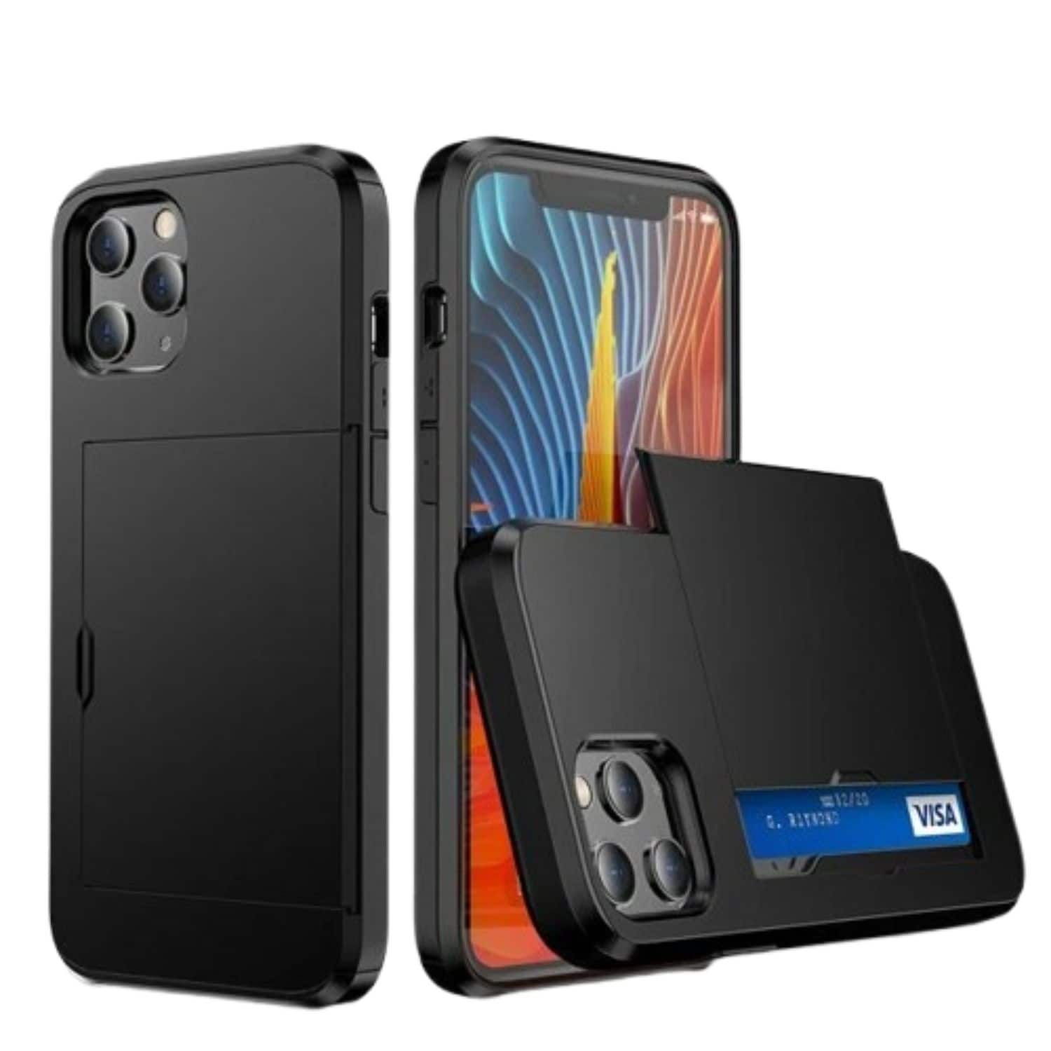 Home Collection - Shockproof Case Cover with Wallet Card Holder for iPhone 16 Plus - Black